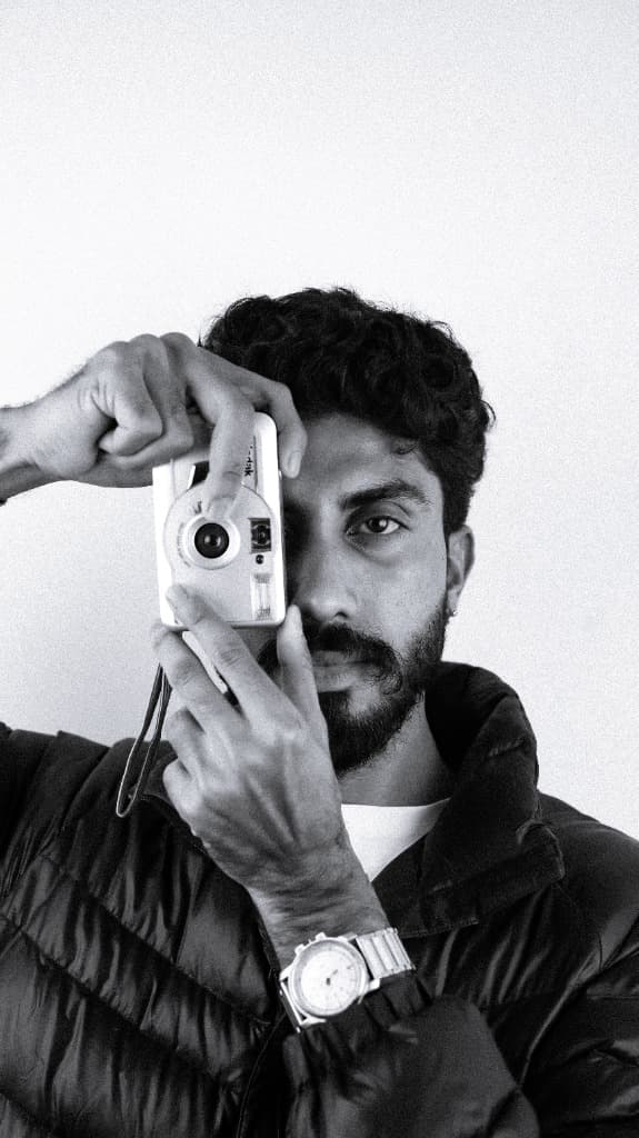 Nagesh Singh on a film set with camera